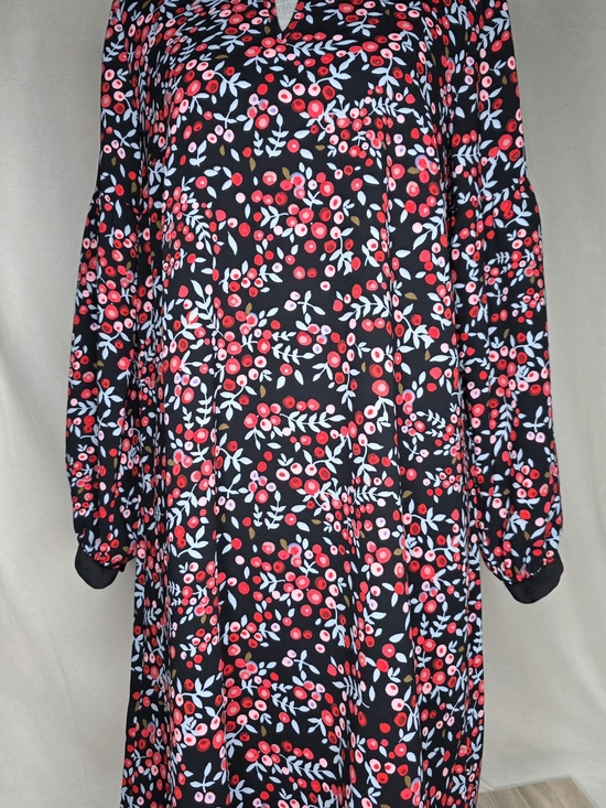 LOFT Dresses & Skirts - LOFT NWT Black Dress w/ Red Berry and Light Blue Print